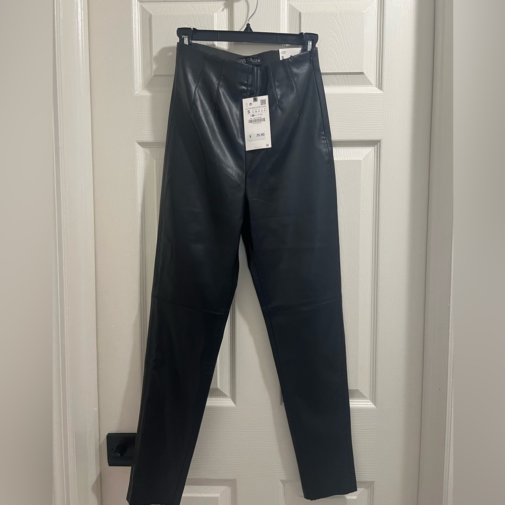 Zara high rise faux leather leggings